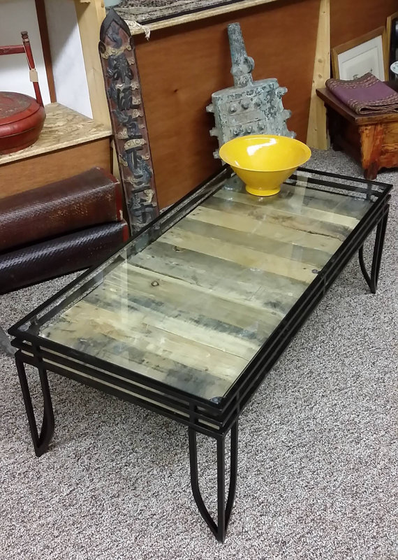mesa de palets de cristal