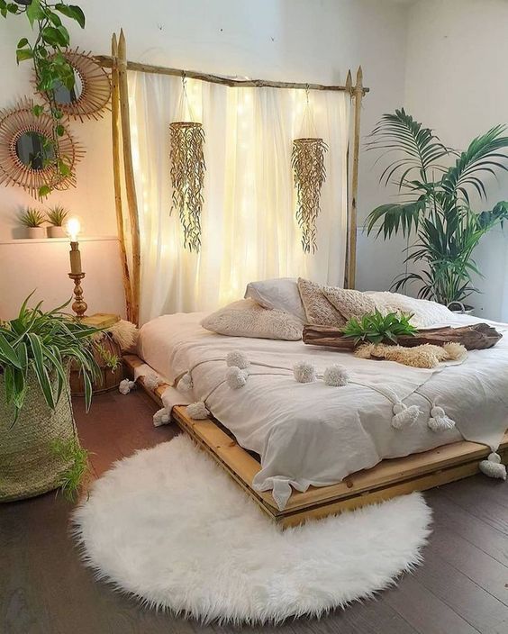 decorar un dormitorio con una cama con palets 